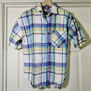 Vintage Cricket By The Creek Women's Plaid Shirt Button Front Shoulder Pads FLAW